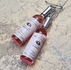 Rose All Day Best Gift Bottle of Fine Rose Wine Hypoallergenic Earrings